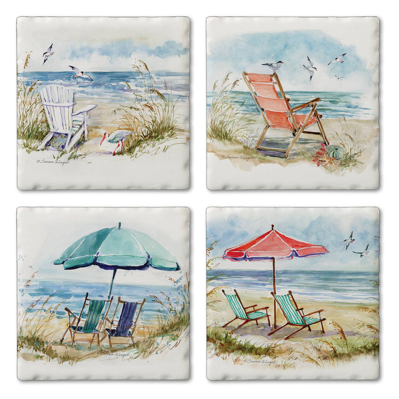 "Coastal Moments" 4 Pack Assorted Image Coaster Set