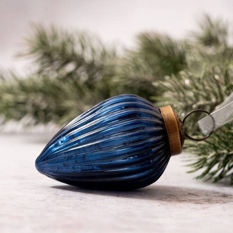 2" Medium Old Navy Ribbed Glass Christmas Pinecone