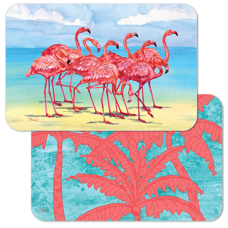 "Flamingo Horizon" Reversible Rectangular Plastic Placemat - CounterArt/Highland Home/Thirstystone/CoasterStone