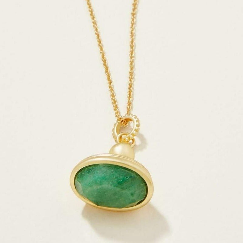 Fob Necklace - 17" Green Aventurine - JewelrySPARTINA 449