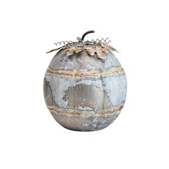 Galvanized Metal Pumpkin, Distressed Zinc Finish , Three Sizes - Fall & ThanksgivingCreative Co - Op