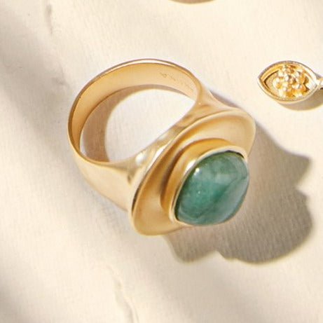 Green Aventurine Stone Ring - JewelrySPARTINA 449