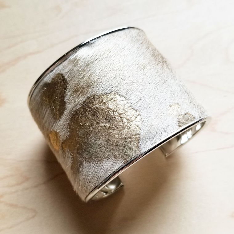 Hair - on - Hide Metallic Leather Cuff - BraceletAbound Warehouse Store