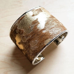 Hair - on - Hide Metallic Leather Cuff - BraceletAbound Warehouse Store