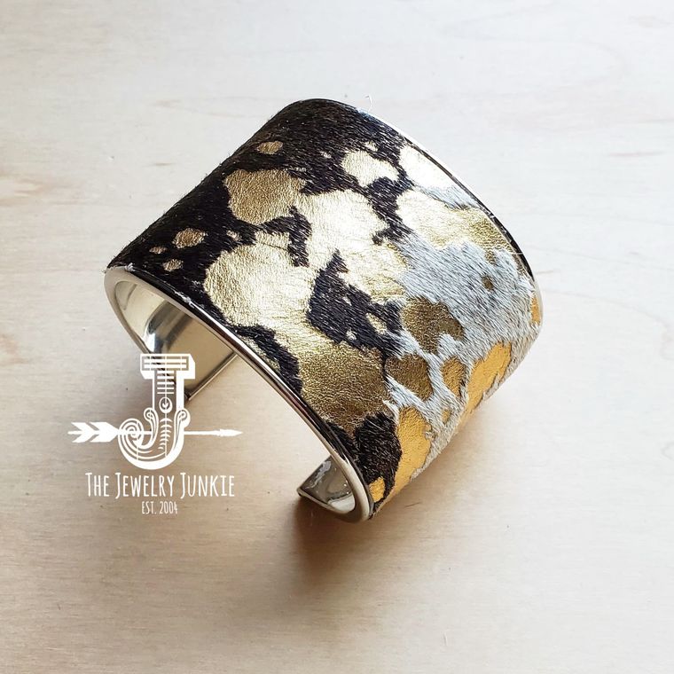 Hair - on - Hide Metallic Leather Cuff - BraceletAbound Warehouse Store