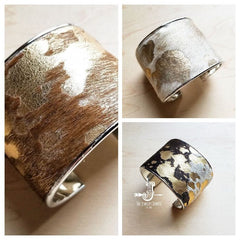 Hair - on - Hide Metallic Leather Cuff - BraceletAbound Warehouse Store