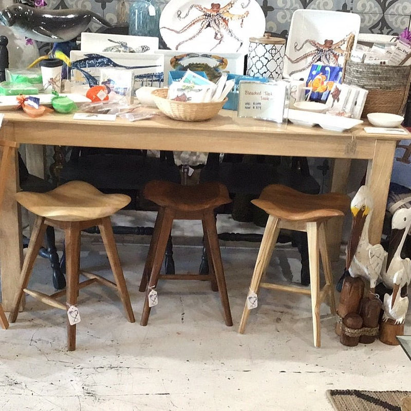 Hand Carved Teak Wood Stool - Shop Top