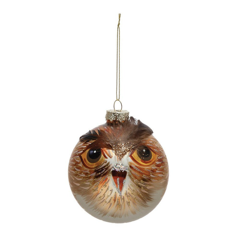 Hand - painted Glass Owl Ornament - OrnamentsCreative Co - Op