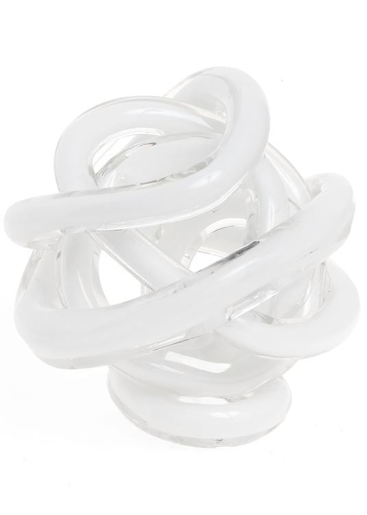 Handblown Glass Knot - White & Clear - Accent DecorAdV