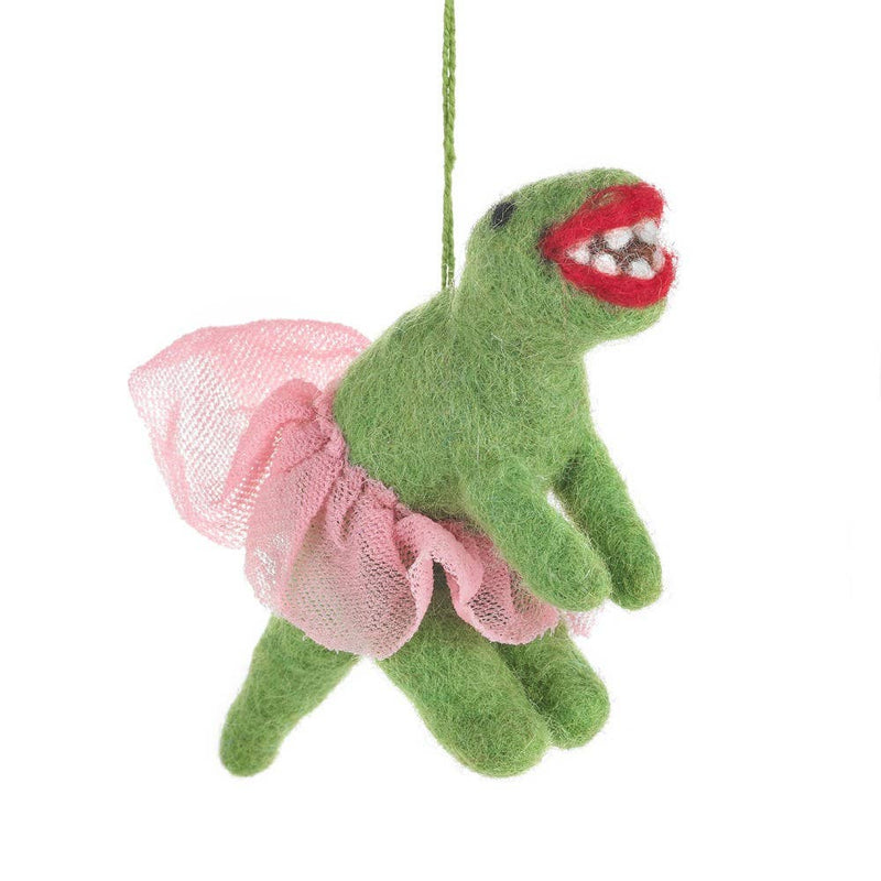 Handmade Felt Ornament - Ballerina Dinosaur - OrnamentsFelt So Good