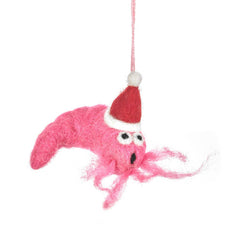 Handmade Felt Ornament - Festive Prawn - OrnamentsFelt So Good