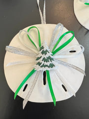 Handmade Sand Dollar Ornament With Snowy Tree - Sand DollarJeremey Ornaments