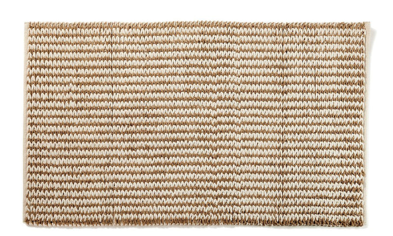 Handwoven Tan & White Striped Rug - Two Sizes - accent rugsGiftcraft Inc.