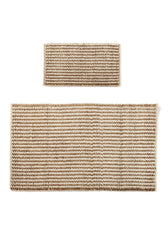 Handwoven Tan & White Striped Rug - Two Sizes - accent rugsGiftcraft Inc.