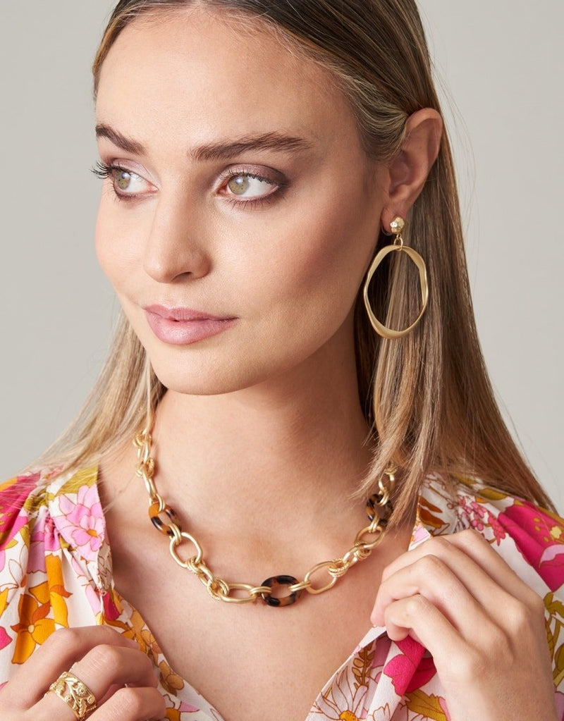 Harbor Resin Chain Necklace Tortoise - JewelrySPARTINA 449