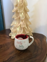 Holiday Mini Coffee Pod Mug - White w/ Red Interior - Kitchen AccessoriesDemdaco