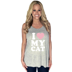 I Love My Cat Tank Top - Gray - ApparelKatydid