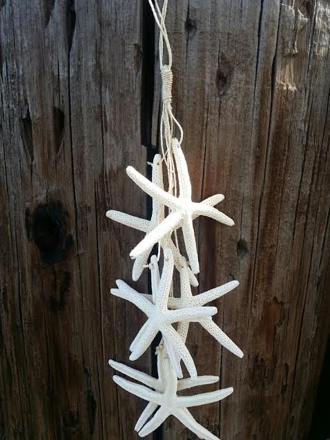 Natural White Finger Starfish Hanging Strand for Coastal Christmas Dec