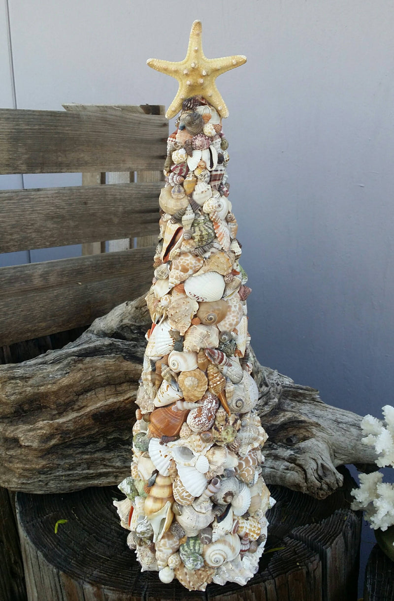 Shell Tree Mixed Seashells with Starfish Top