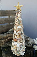 Shell Tree Mixed Seashells with Starfish Top