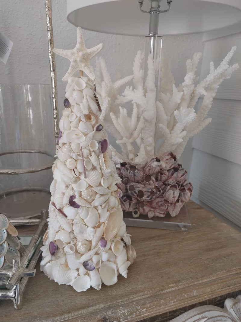 White with Purple Accent Seashell Tree