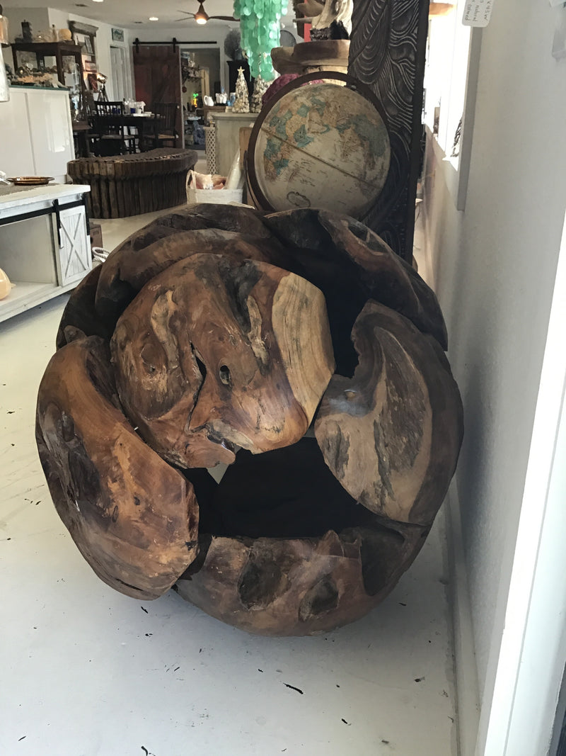 Large Sphere Teakwood Abstract Art