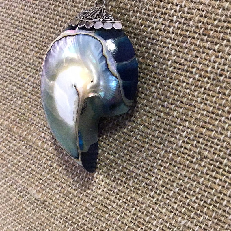 Deep Blue Nautilus Core Pendant