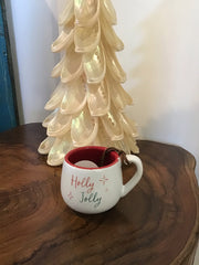 Holiday Mini Coffee Pod Mug - White w/ Red Interior
