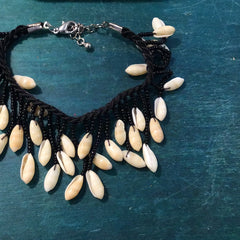 Beaded Rice Shell Necklace and Bracelet
