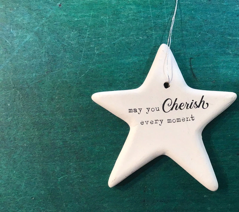 Wishes for You Stoneware Star Ornament