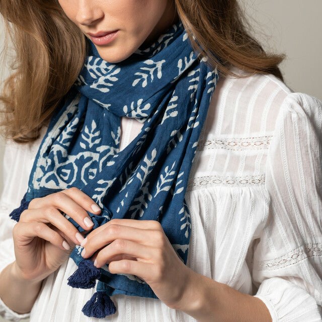 Indigo Block Print Scarf - Two Designs - AccessoriesDemdaco