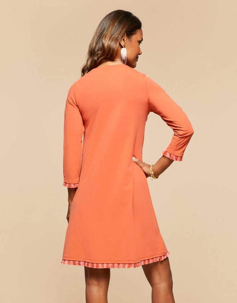 Island Fringe 3/4 Sleeve Dress - Paprika - ApparelSPARTINA 449