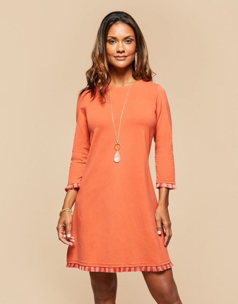 Island Fringe 3/4 Sleeve Dress - Paprika - ApparelSPARTINA 449