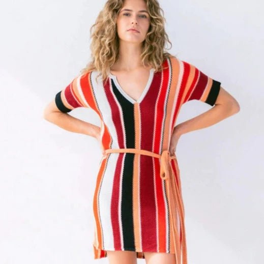 Ixchel Multi - Stripe Knit Dress - ApparelMer - Sea