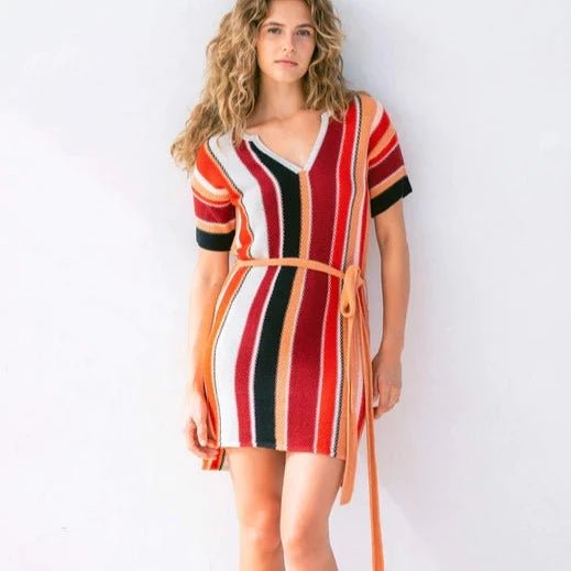 Ixchel Multi - Stripe Knit Dress - ApparelMer - Sea