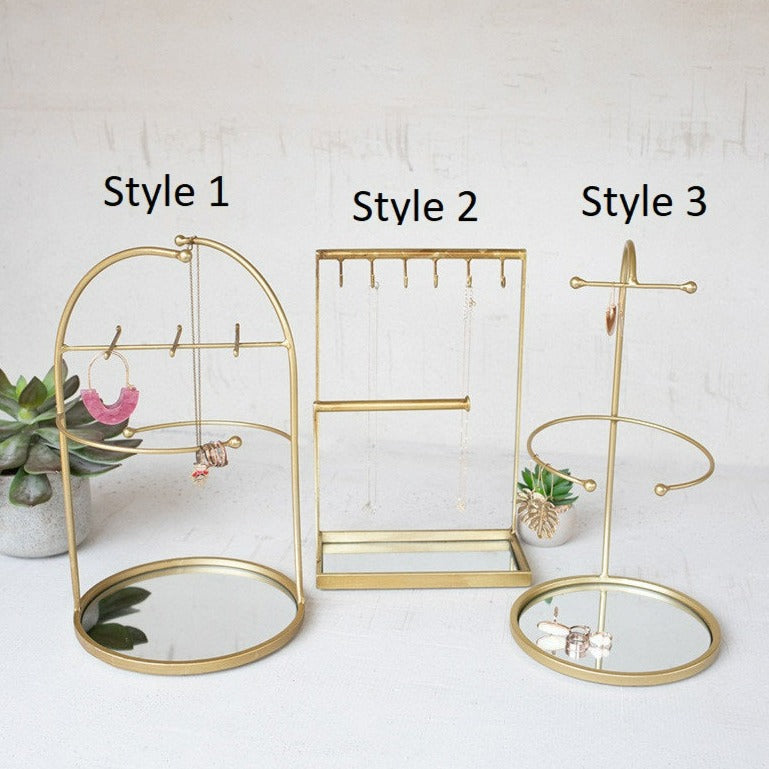 Tabletop Jewelry Stand with Mirror Base - Three Styles Available