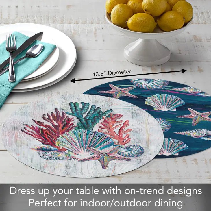 Jewels of the Sea Reversible Round Plastic Placemat - Kitchen AccessoriesCounterArt/Highland Home/Thirstystone/CoasterStone