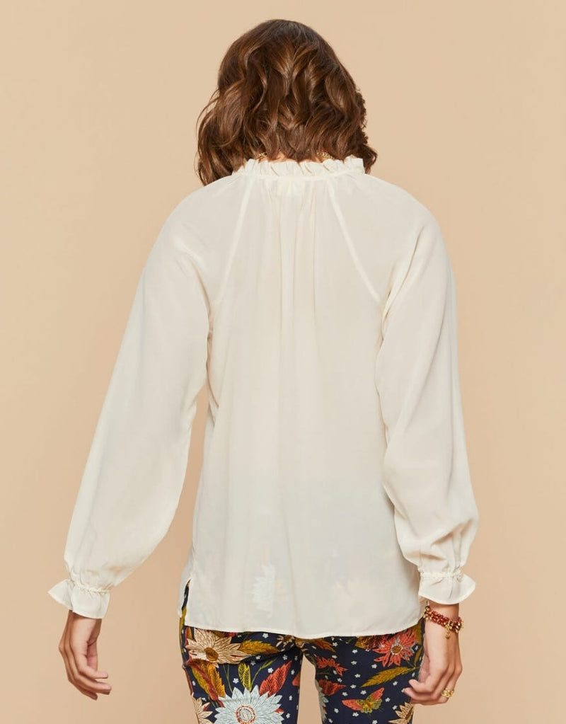 Josette Silk Ruffle Blouse - Buttercream - ApparelSPARTINA 449