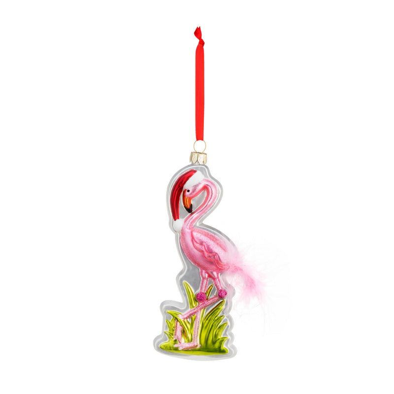 Blown Glass Flamingo Ornament