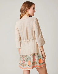 Kayce Embroidered Dress - Alljoy Landing Pineapple Embroidery - ApparelSPARTINA 449