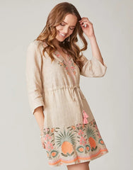 Kayce Embroidered Dress - Alljoy Landing Pineapple Embroidery - ApparelSPARTINA 449