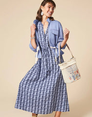 Kennedy Linen Dress - Bellinger Thistle Denim - ApparelSPARTINA 449