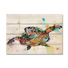 Colorful Turtle Watercolor Art on Wood - 14