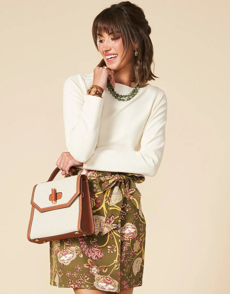 Linden Stretch Skirt - Jones Hundred Olive - ApparelSPARTINA 449