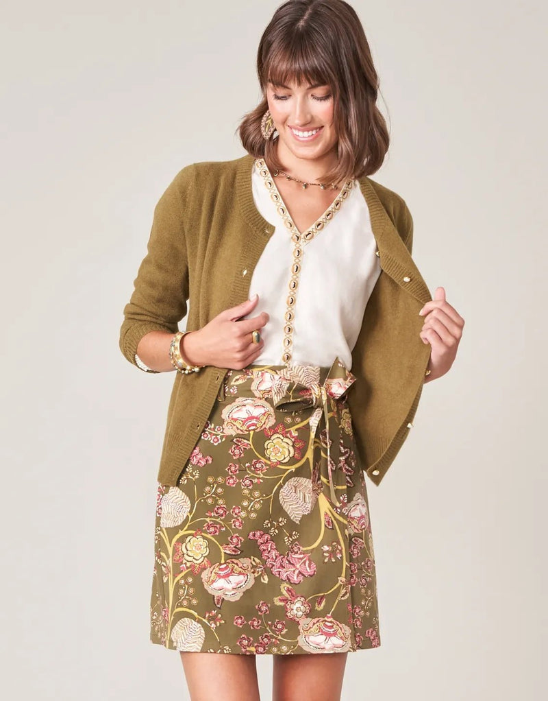 Linden Stretch Skirt - Jones Hundred Olive - ApparelSPARTINA 449