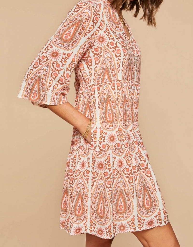 Maisie Dress - Pink House Boho Paisley - ApparelSPARTINA 449