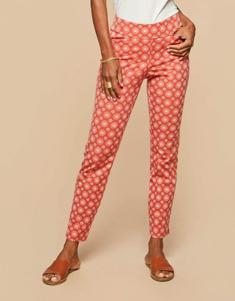 Maren Pull - On Pant - Pink House French Floral - ApparelSPARTINA 449