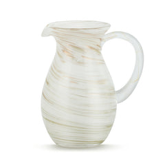 White and Gold Pitcher 48 oz. Swirls Fused Glass