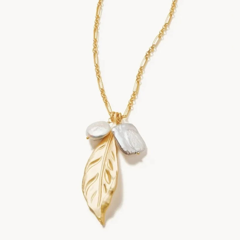 Magnolia Leaf Necklace 32" - Pearl