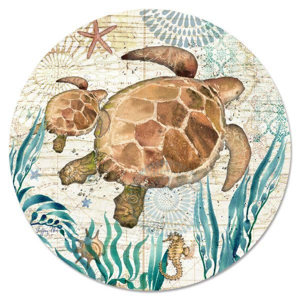 Monterey Bay Turtle w/Baby Glass Lazy Susan Turntable 13" - Kitchen AccessoriesCounterArt/Highland Home/Thirstystone/CoasterStone